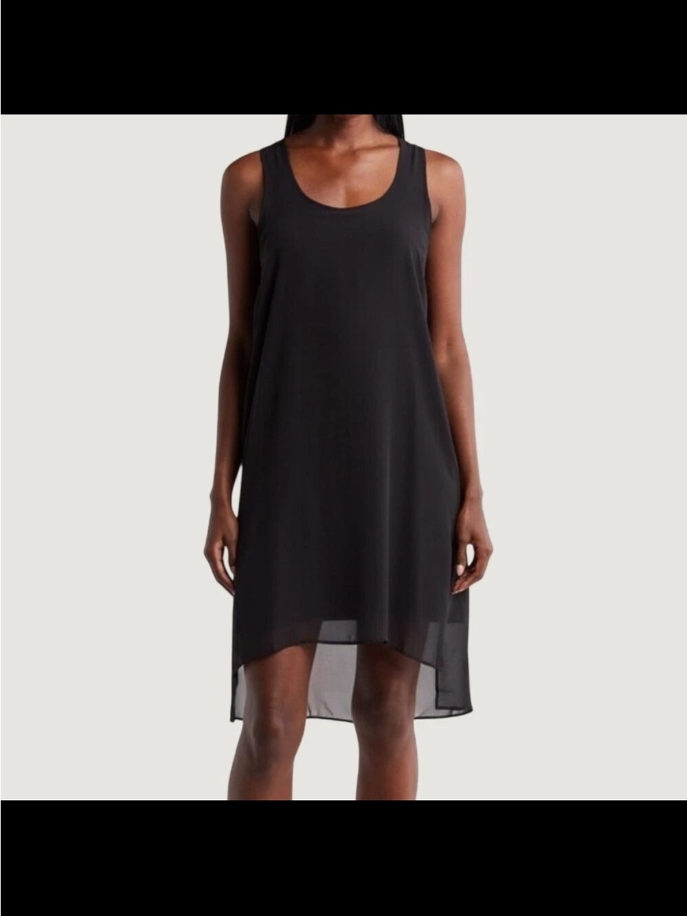 Catherine Malandrino Black Scoop Neck Double Layer Chiffon Overlay Shift Dress S